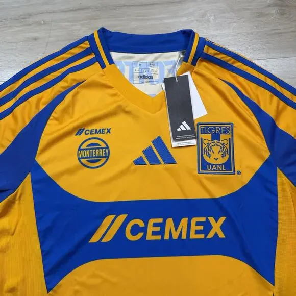 Men's Adidas UNAL Tigres Yellow color Jersey Shirt M Slim Fit